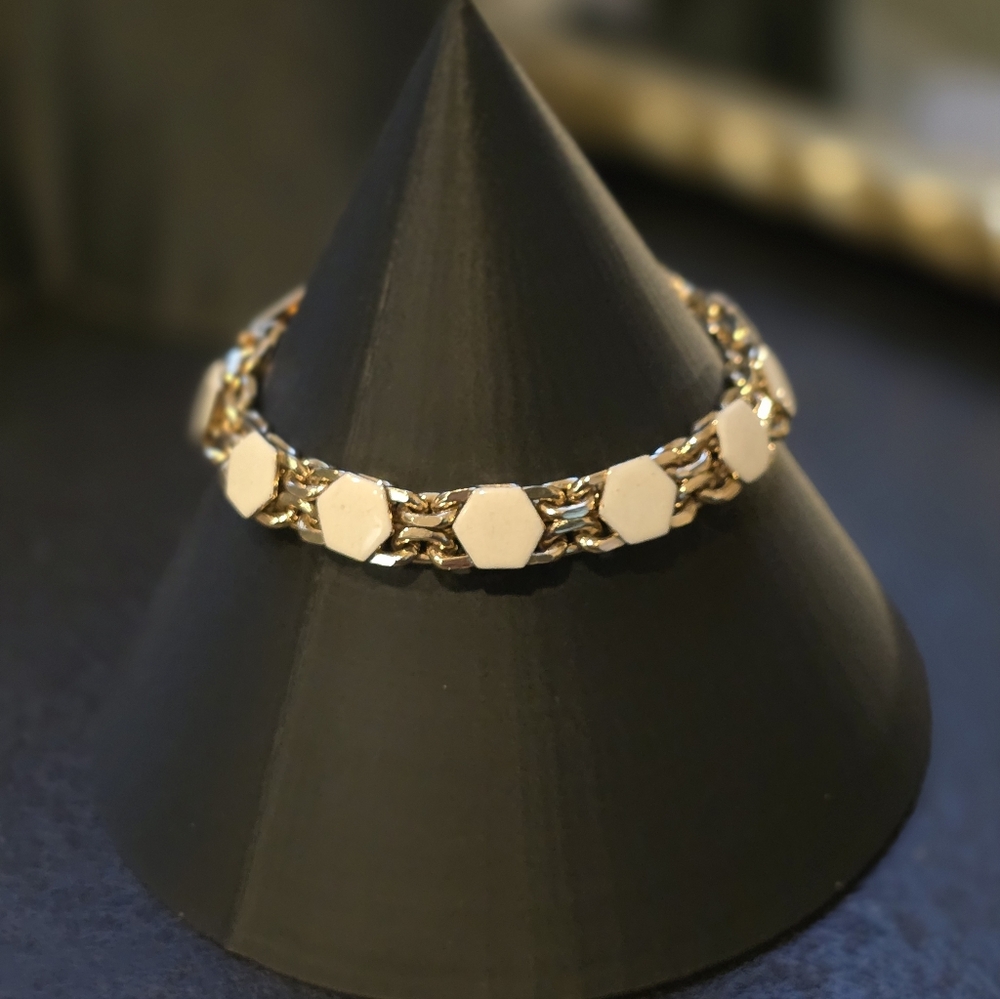 Gold Tone Hexagon Link Bracelet
